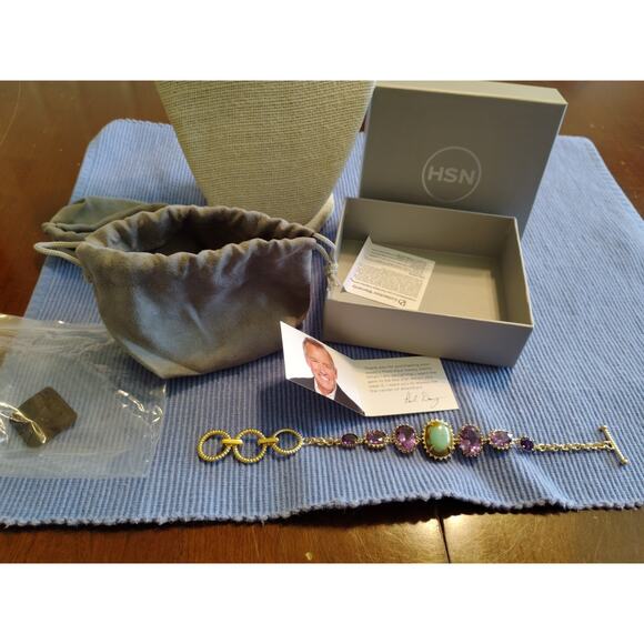 Paul Deasy Turquoise/Amethyst Bracelet 925 UTC India Brand New In Box - Picture 6 of 10